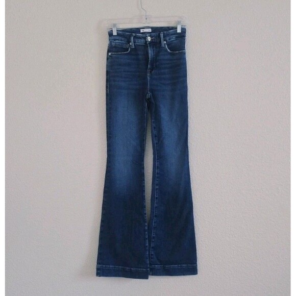 Good American Good Legs Flare Jeans Size 26/2 Med Wash Stretch 34" inseam - Picture 2 of 7